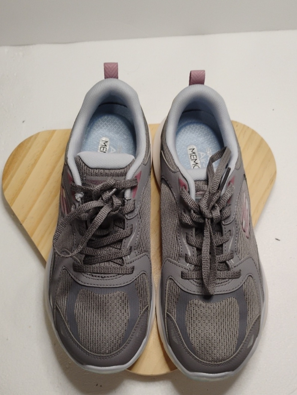 Skechers Women's Gray Athletic Sneakers with Pink Accents